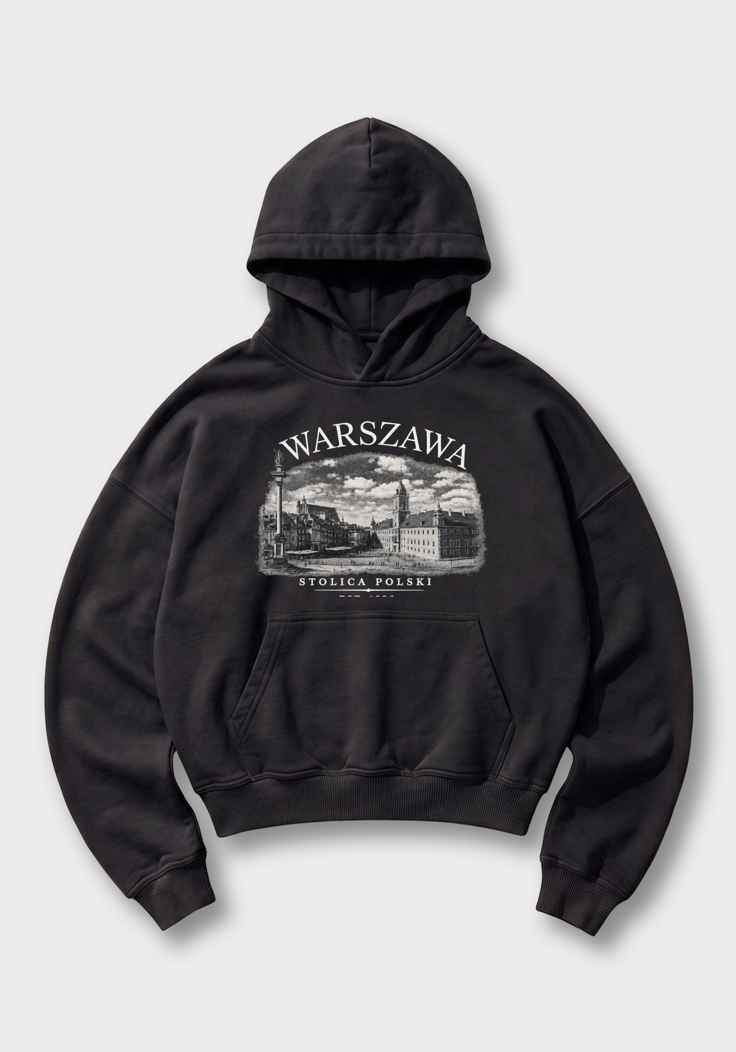 Warszawa Oversized Hoodie - Black Front (Designed)
