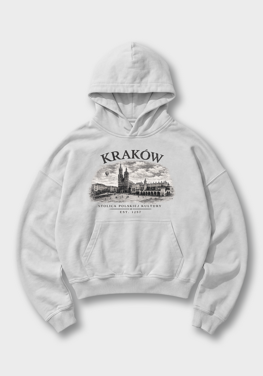 Kraków Oversized Hoodie - White Front (Designed)