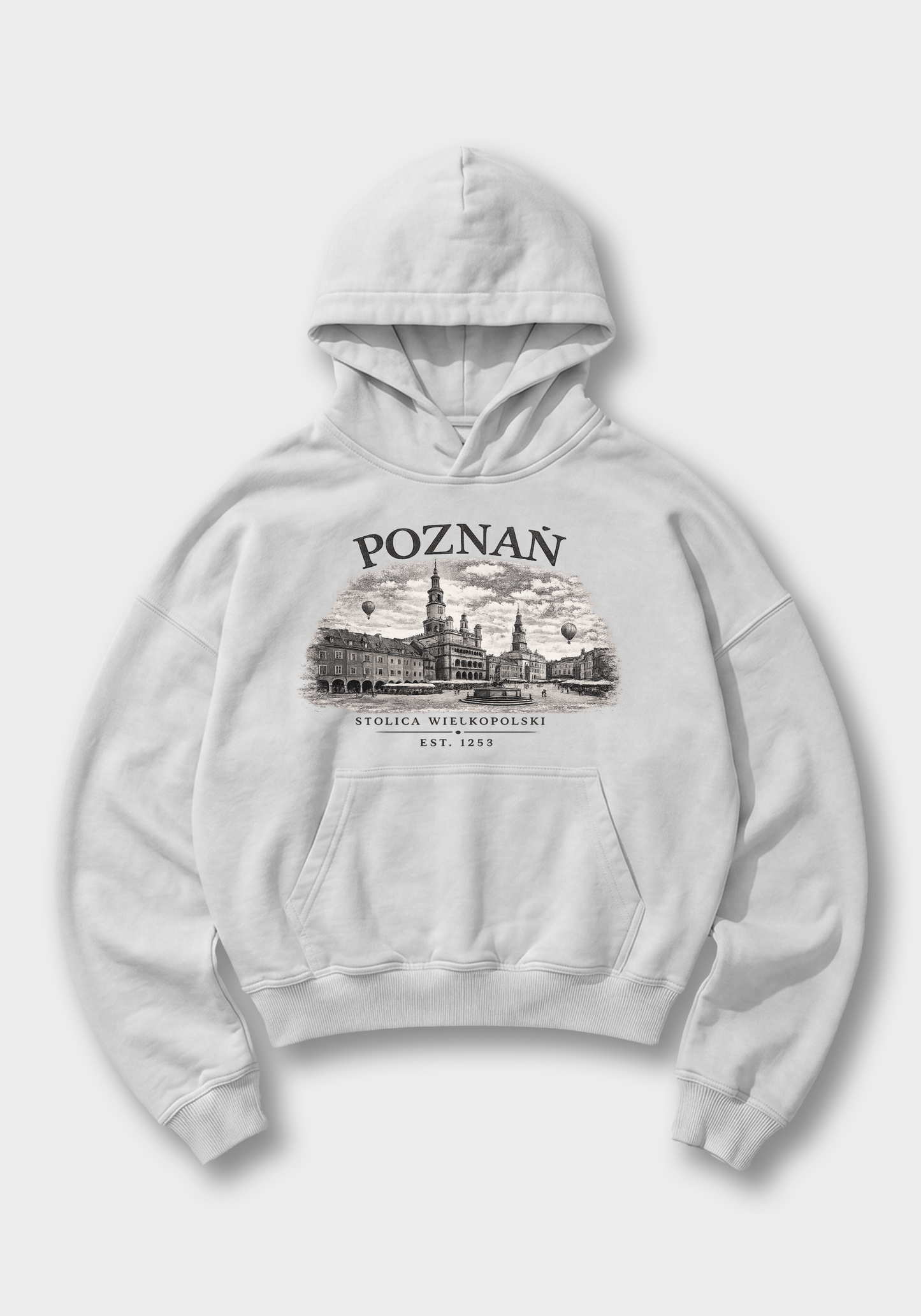 Poznań Oversized Hoodie - White Front (Designed)