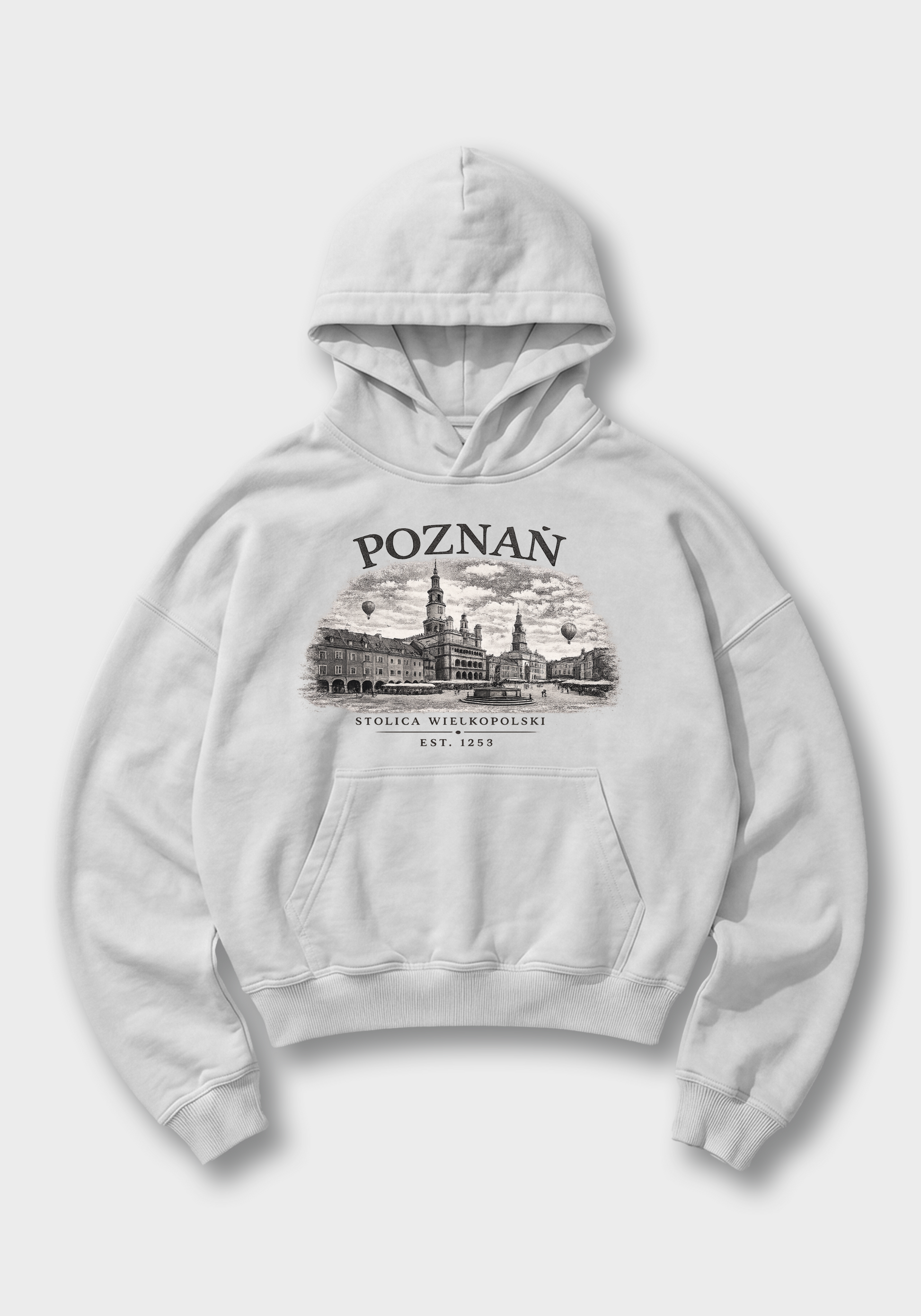 Poznań Oversized Hoodie - White Front (Designed)