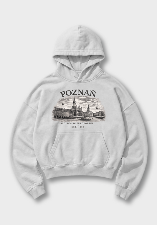 Poznań Oversized Hoodie - White Front (Designed)