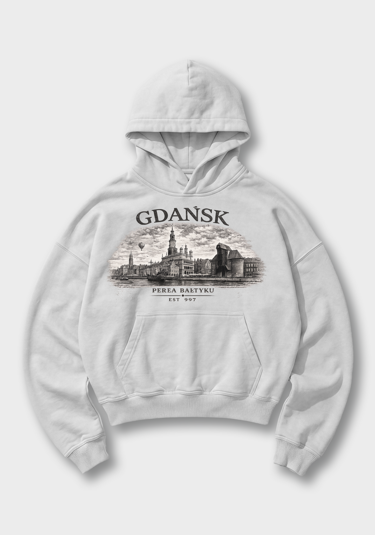 Gdańsk Oversized Hoodie - White Front (Designed)