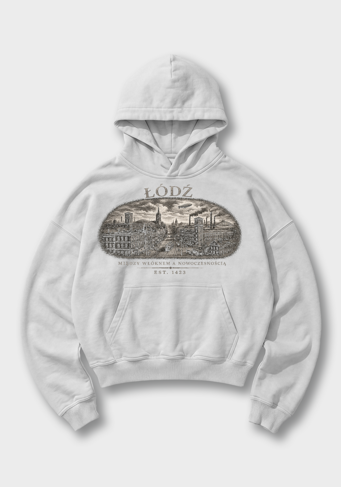 Łódź Oversized Hoodie - White Front (Designed)