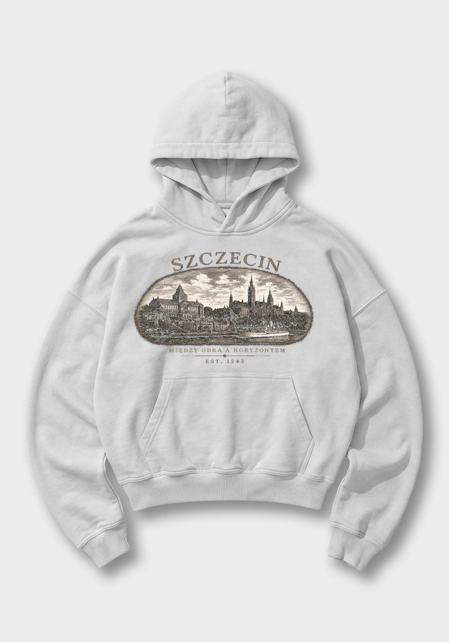 Szczecin Oversized Hoodie - White Front (Designed)