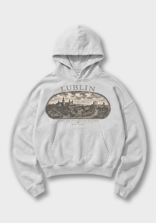 Lublin Oversized Hoodie - White Front (Designed)