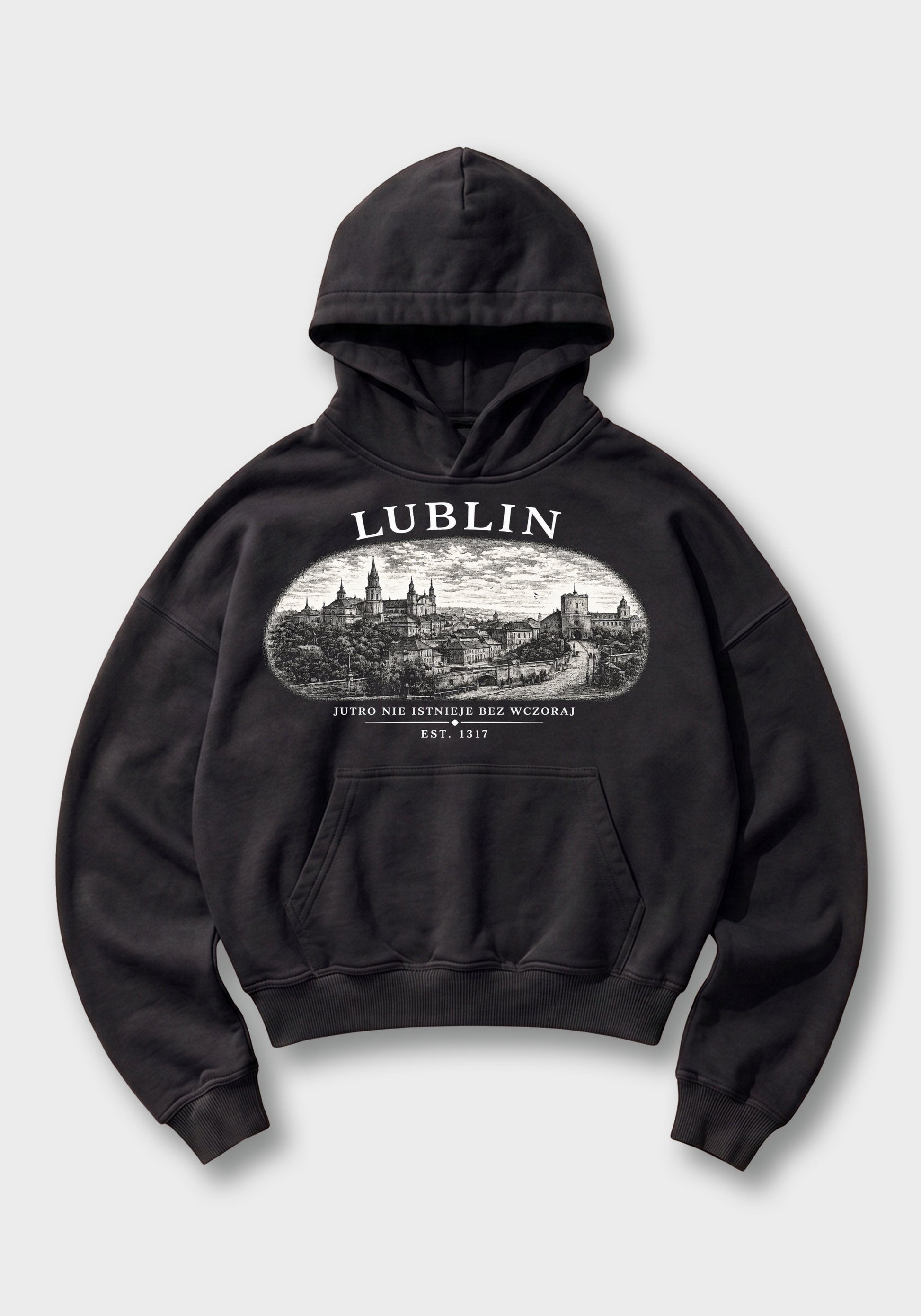 Lublin Oversized Hoodie - Black Front (Designed)