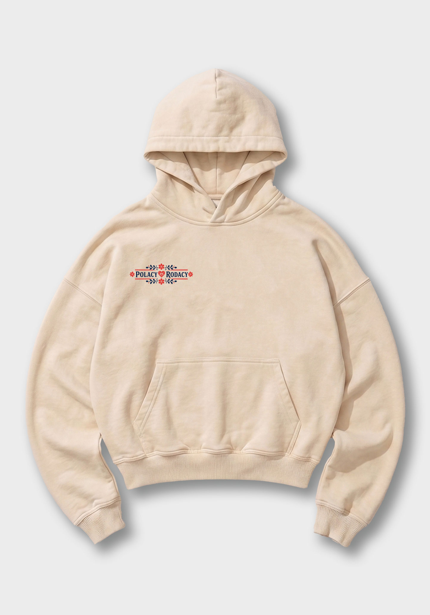 Polka Oversized Hoodie - Beige Front (Designed)