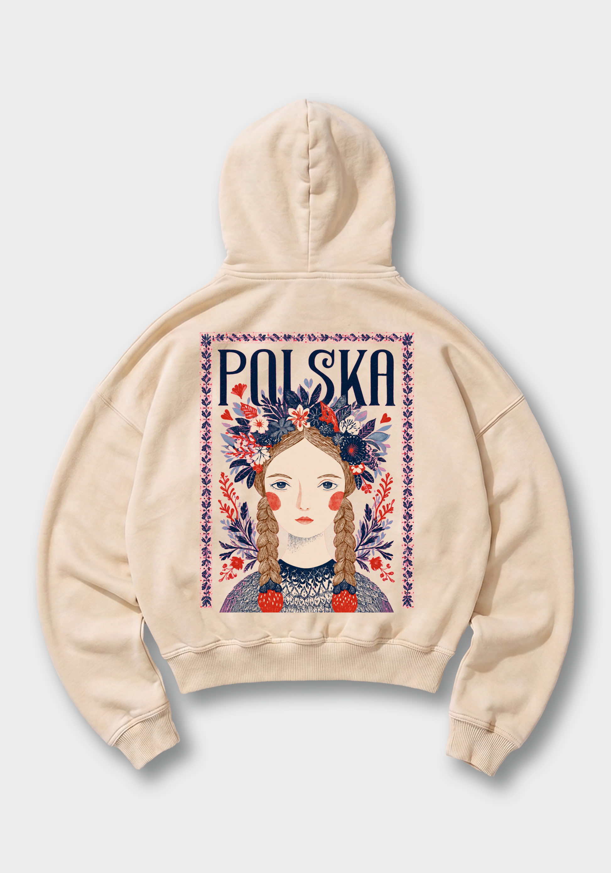 Polka Oversized Hoodie - Beige Back (Designed)