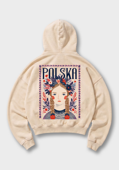 Polka Oversized Hoodie - Beige Back (Designed)