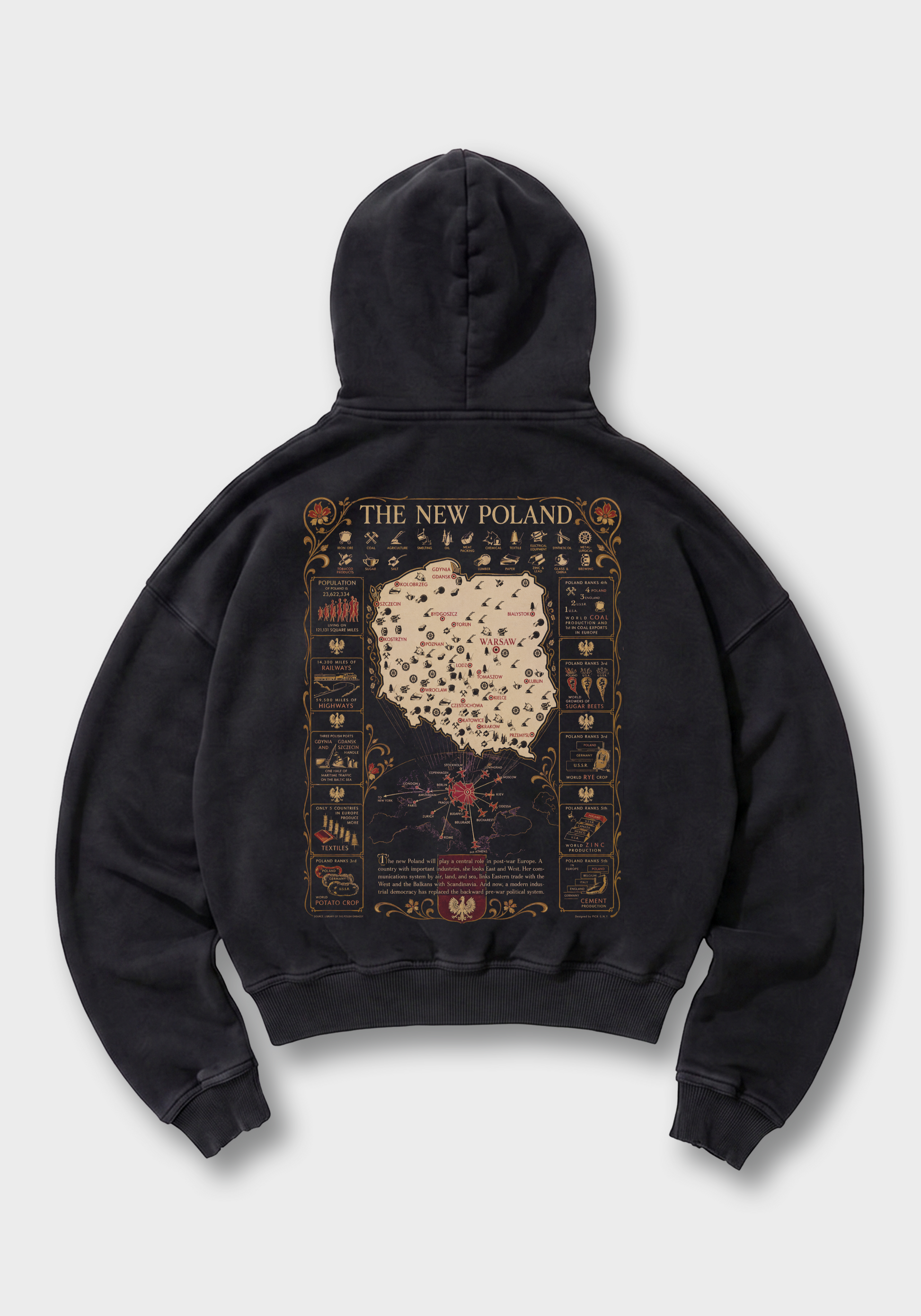 The New Poland Oversized Hoodie - Black Back (Designed)