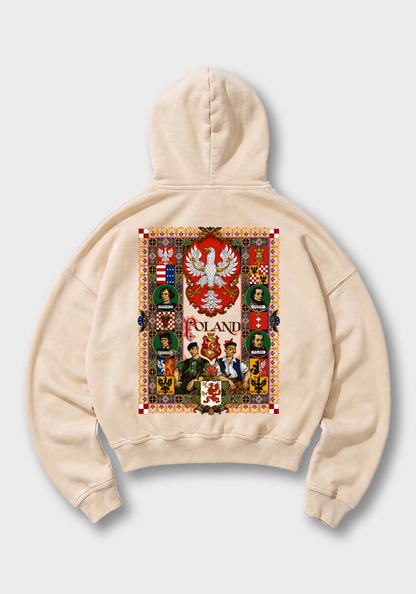 Polska Historia Oversized Hoodie - Beige Back (Designed)