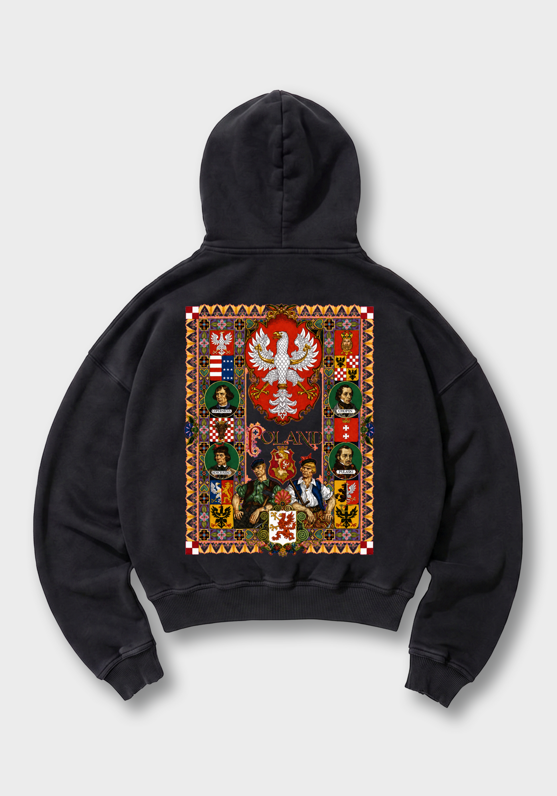 Polska Historia Oversized Hoodie - Black Back (Designed)
