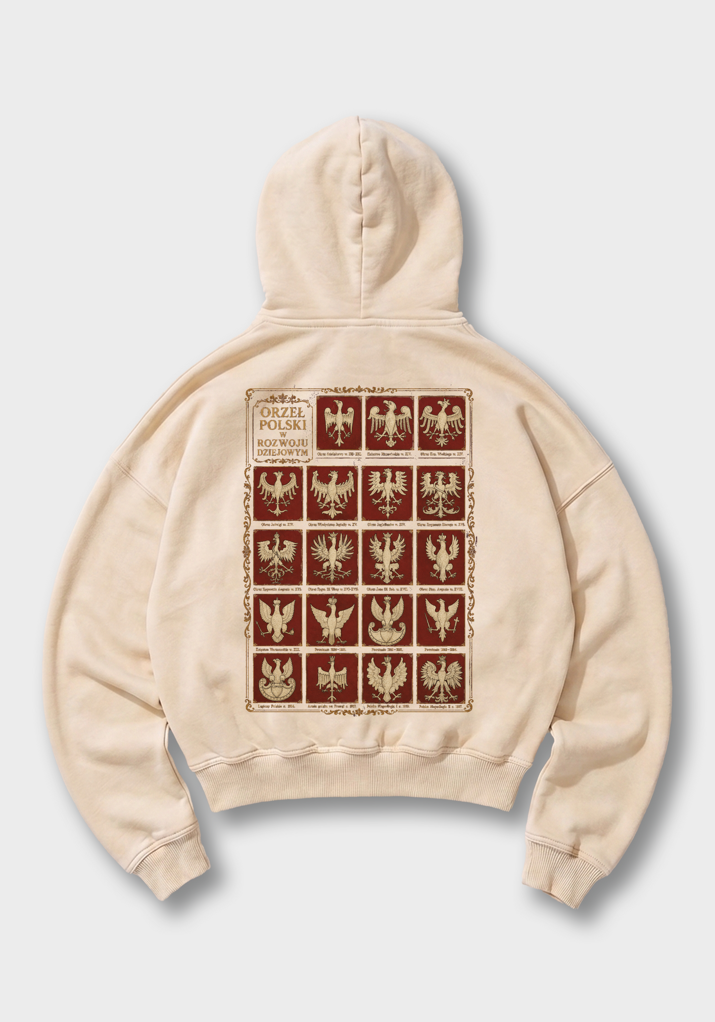 Orzeł Polski Oversized Hoodie - Beige Back (Designed)