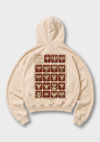 Orzeł Polski Oversized Hoodie - Beige Back (Designed)