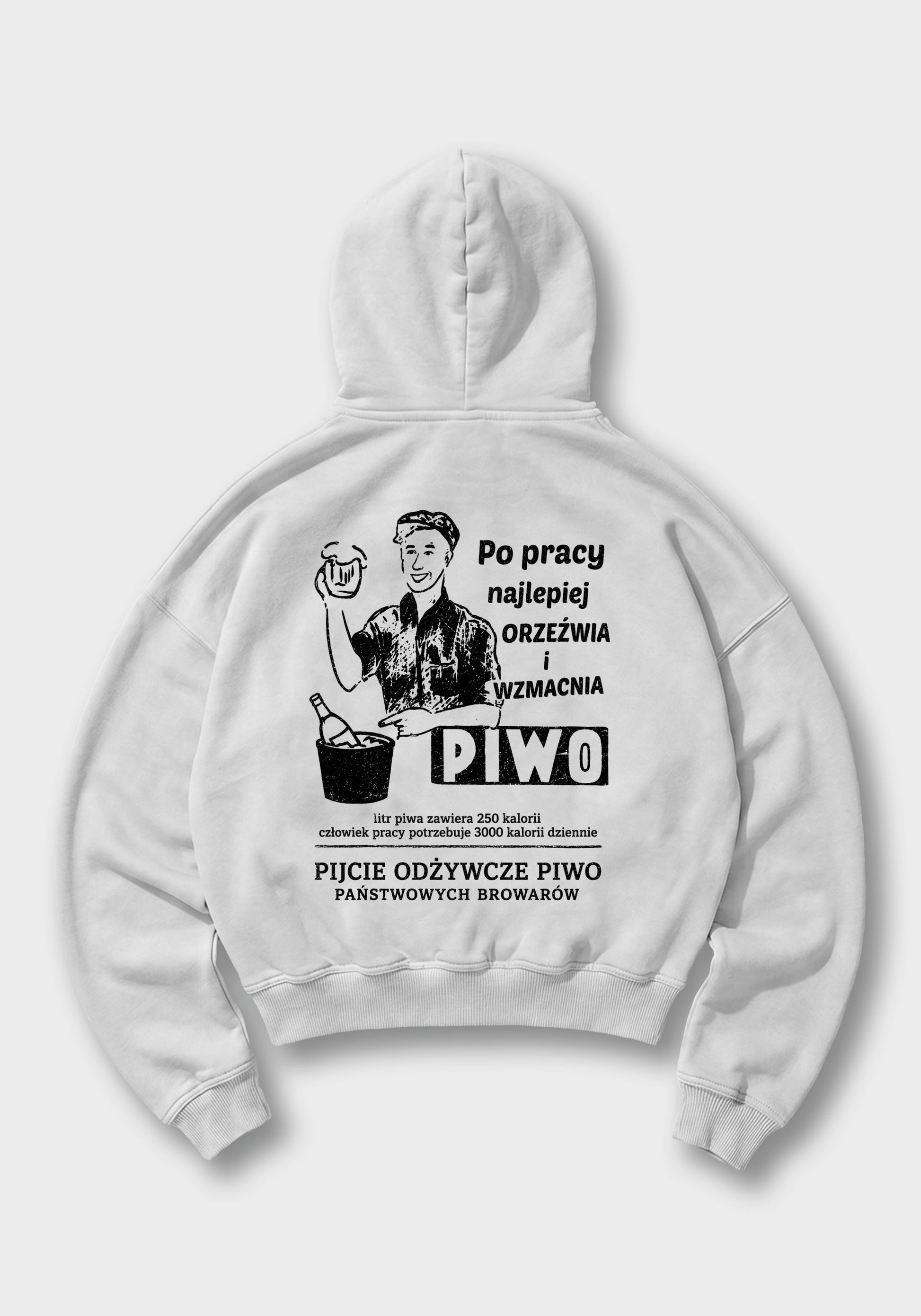 Piwo Oversized Hoodie - White Back (Designed)