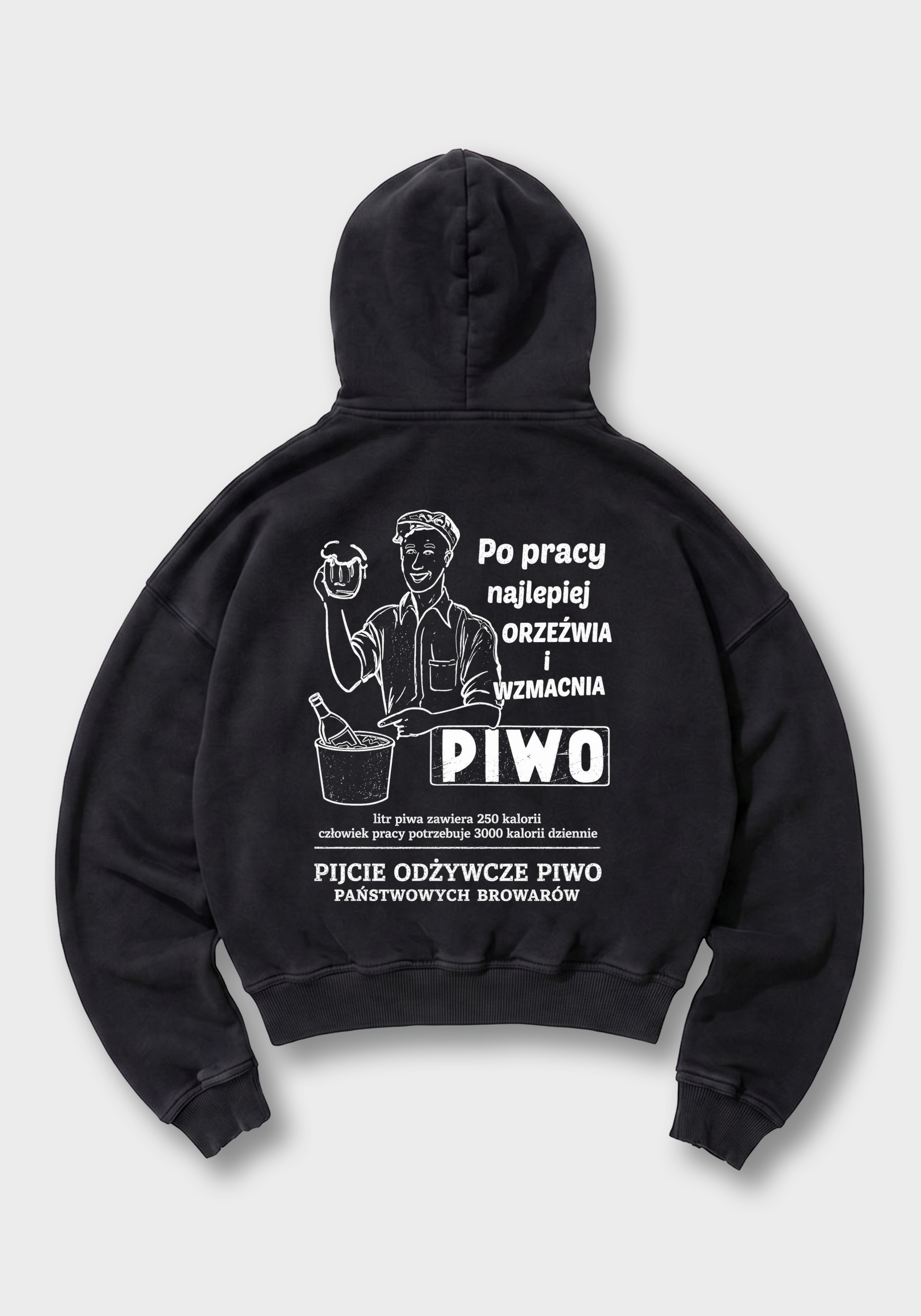 Piwo Oversized Hoodie - Black Back (Designed)
