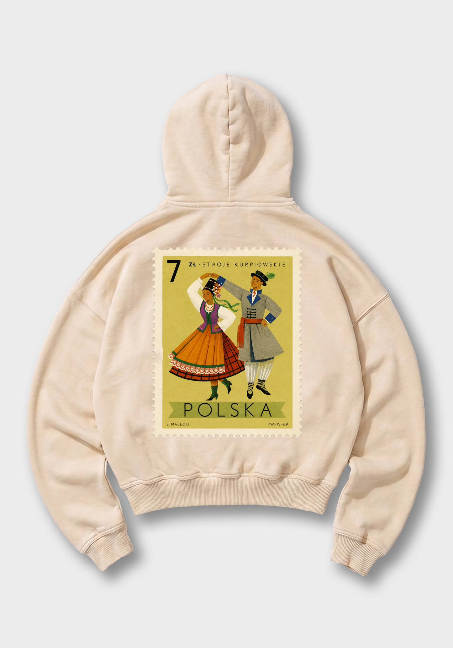 Znaczek Oversized Hoodie - Beige Back (Designed)
