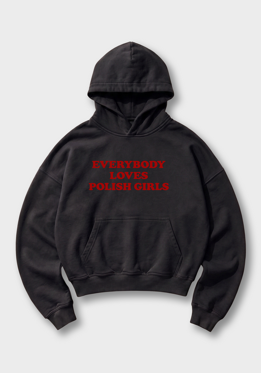 Everybody Loves Polish Girls Oversized Hoodie - Black Front (Designed)