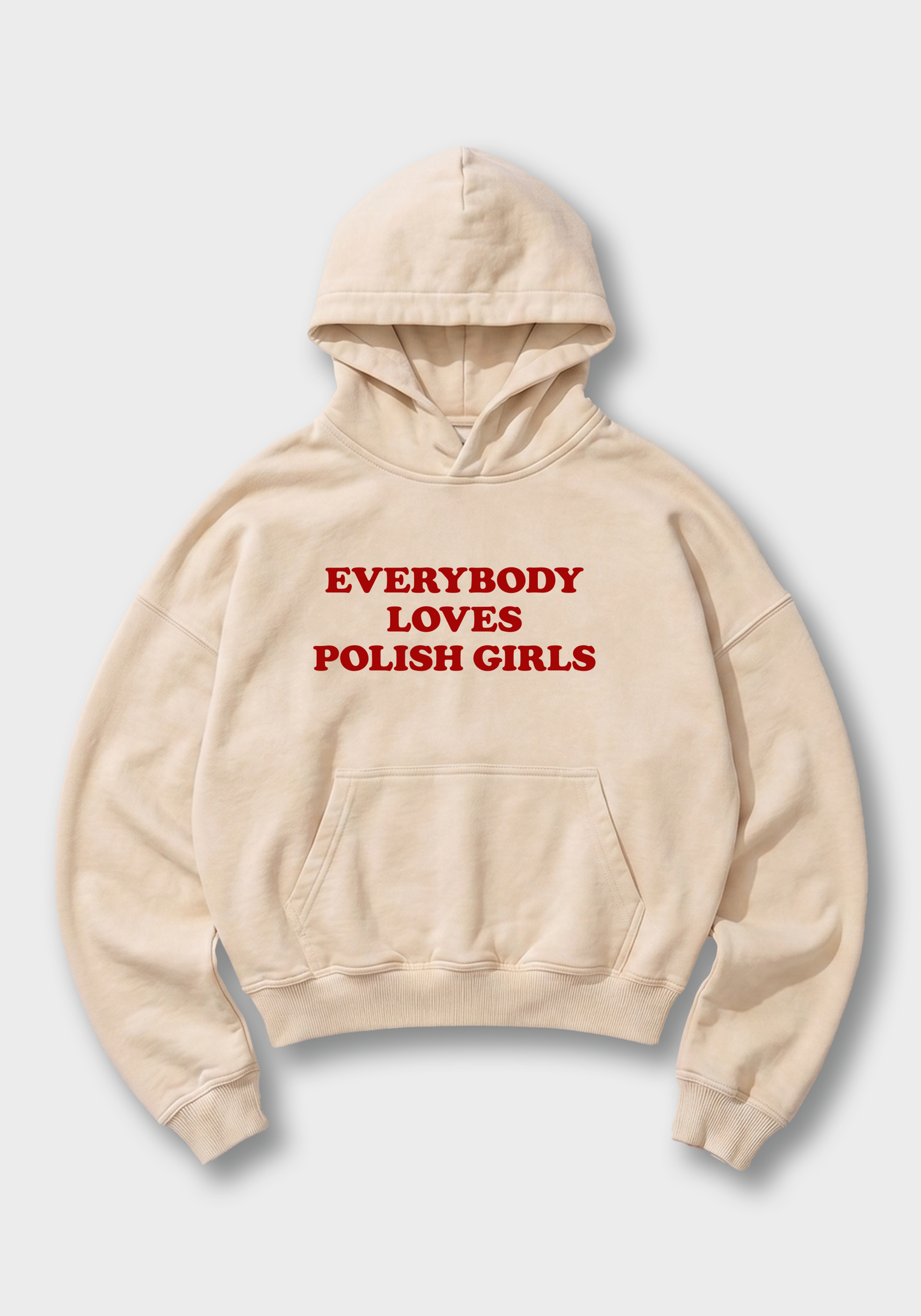 Everybody Loves Polish Girls Oversized Hoodie - Beige Front (Designed)