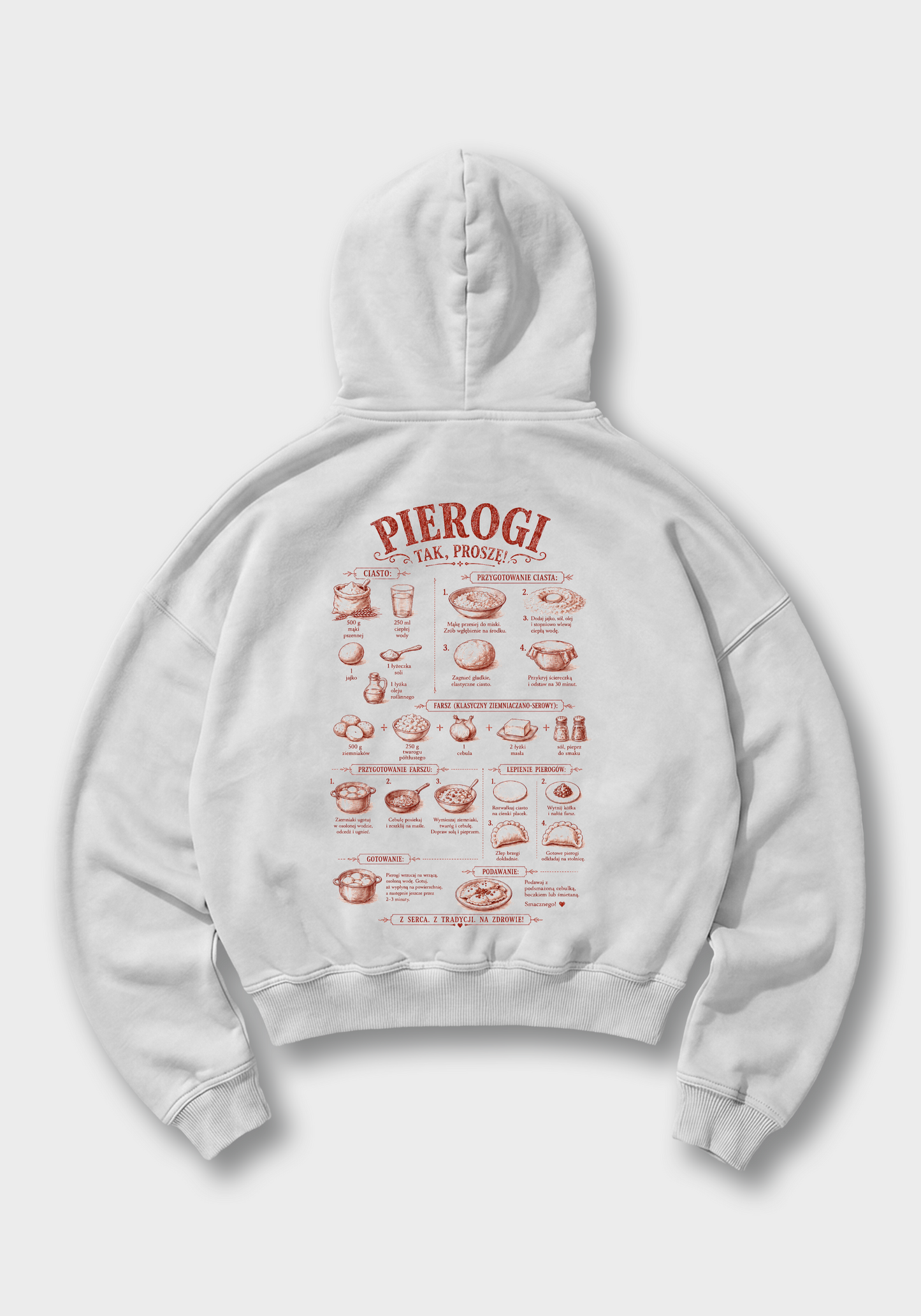 Pierogi Oversized Hoodie - White Back (Designed)