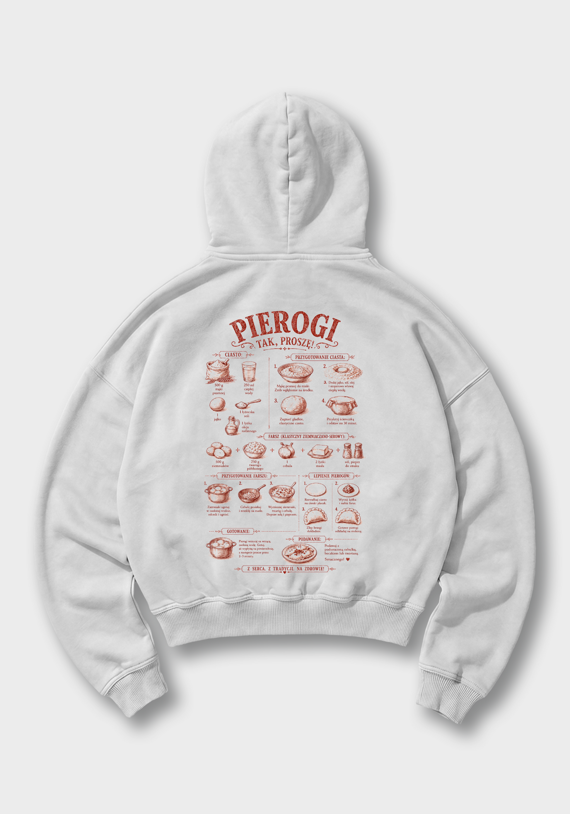 Pierogi Oversized Hoodie - White Back (Designed)
