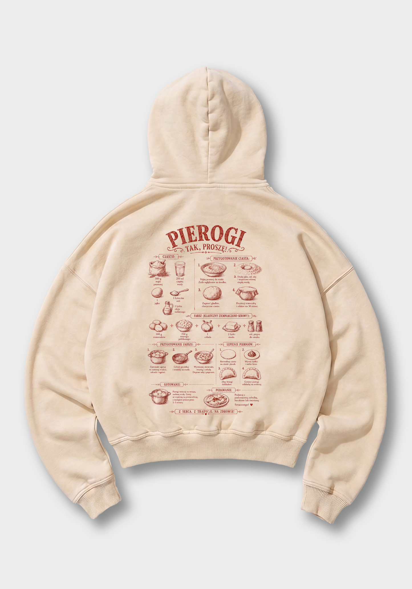 Pierogi Oversized Hoodie - Beige Back (Designed)