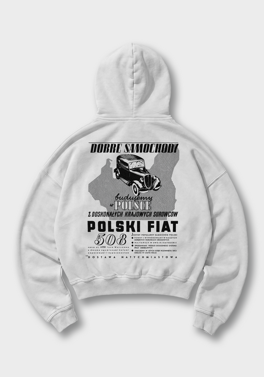 Dobre Samochody Oversized Hoodie - White Back (Designed)