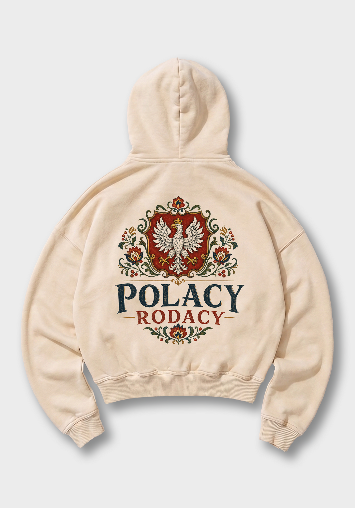 Polacy Rodacy Oversized Hoodie - Beige Back (Designed)
