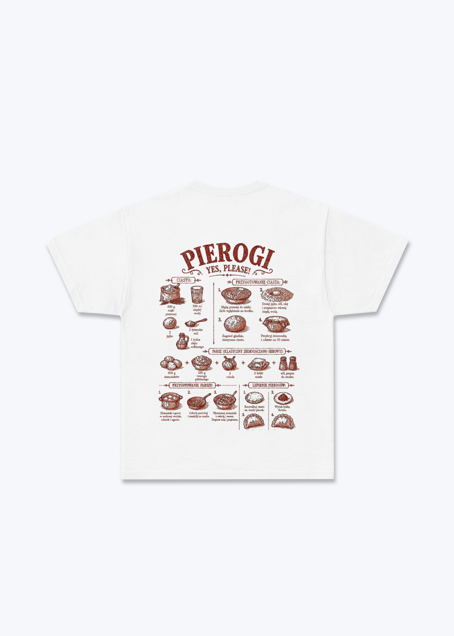 Pierogi Przepis Regular Shirt - White Back (Designed)