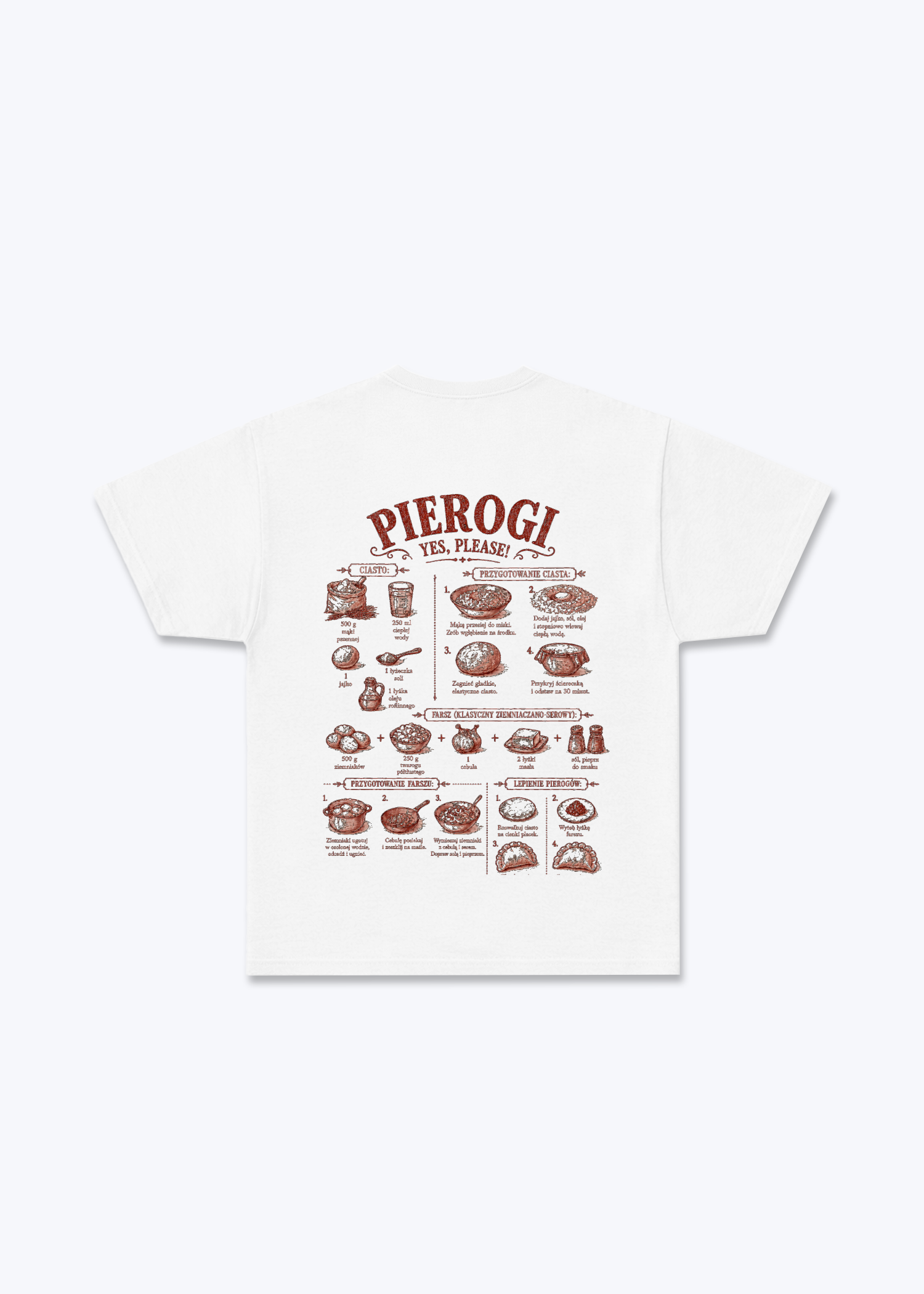 Pierogi Przepis Regular Shirt - White Back (Designed)