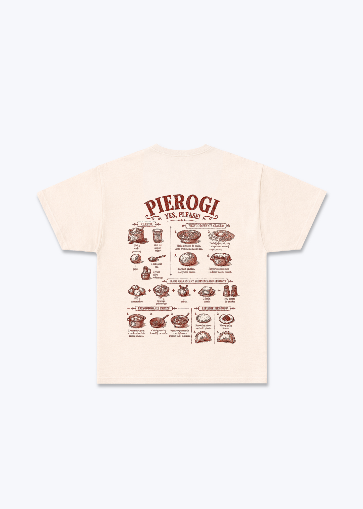 Pierogi Przepis Regular Shirt - Beige Back (Designed)
