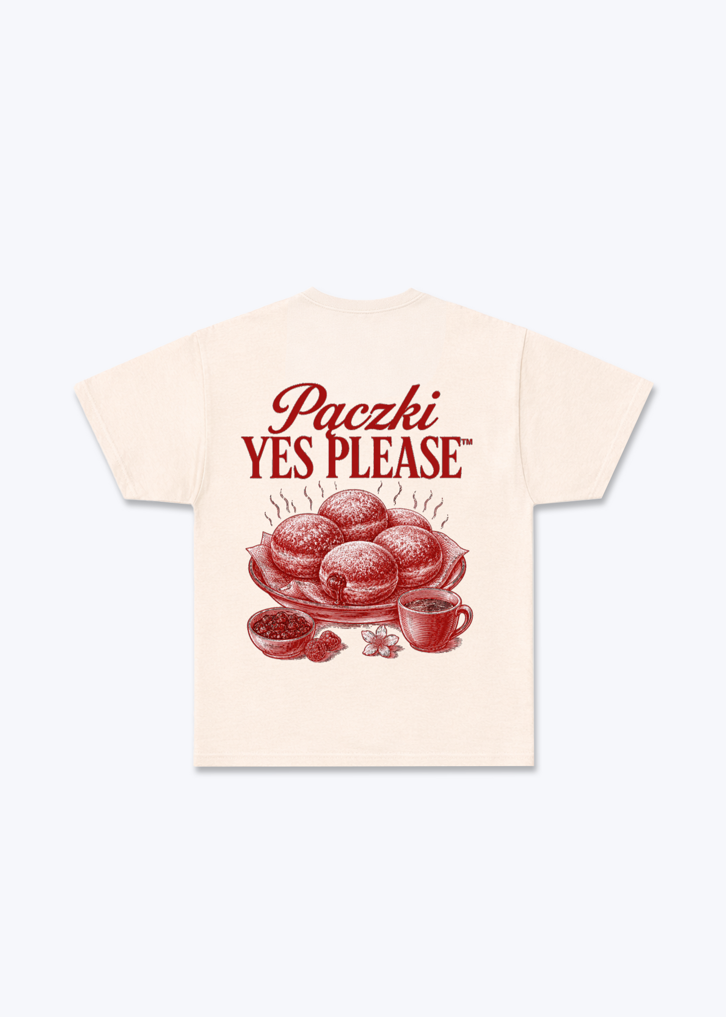 Pączki Yes Please Regular Shirt - Beige Back (Designed)