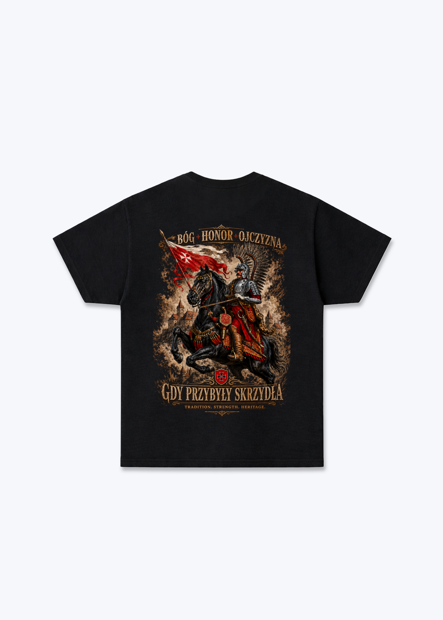 Bóg, Honor, Ojczyzna Regular Shirt - Black Back (Designed)