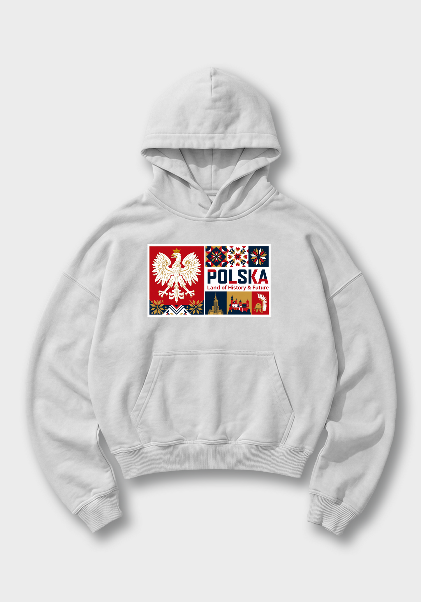 Land of Honor and Future Oversized Hoodie - White Front (Designed)