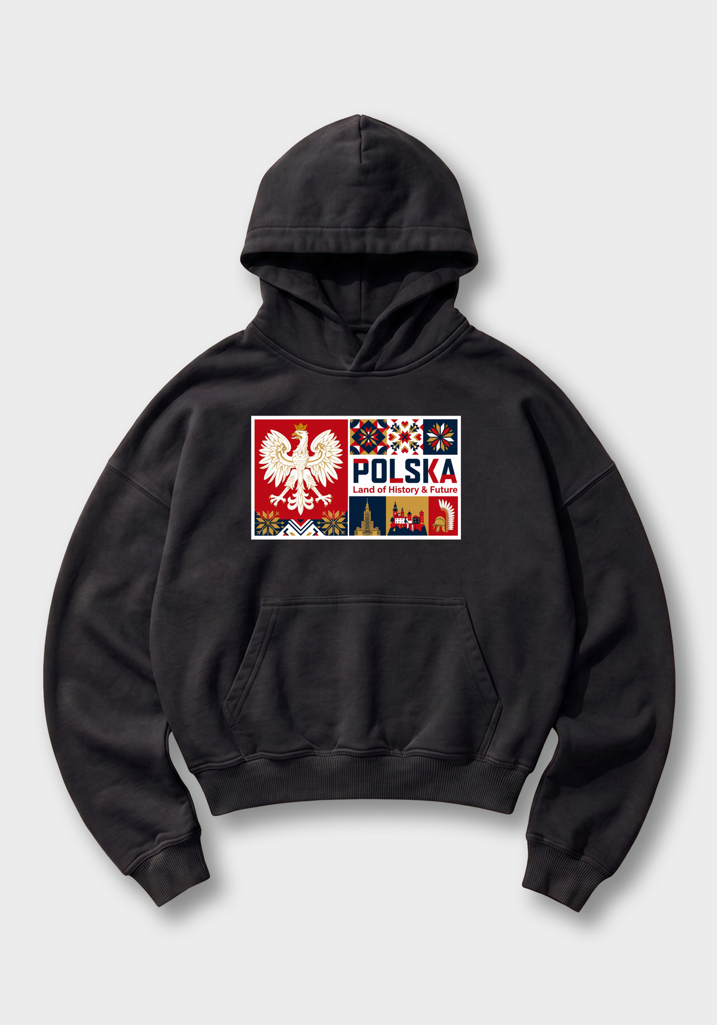 Land of Honor and Future Oversized Hoodie - Black Front (Designed)