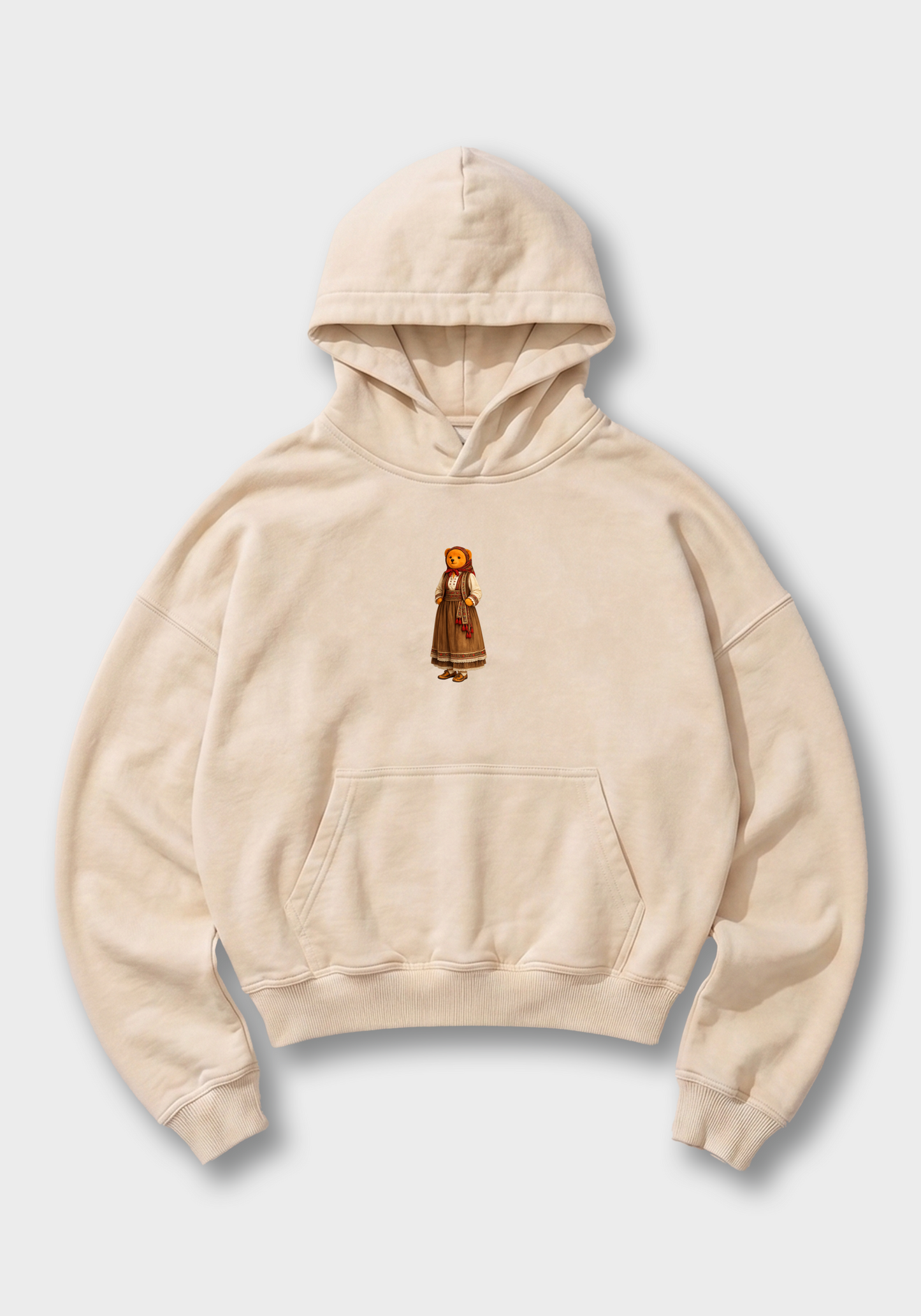Babcia Miśka Oversized Hoodie - Beige Front (Designed)