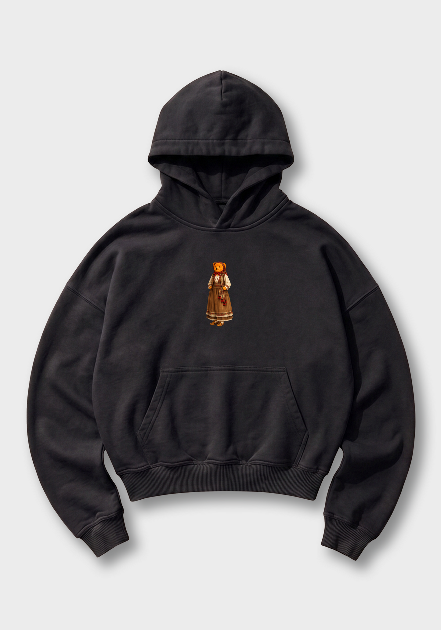 Babcia Miśka Oversized Hoodie - Black Front (Designed)