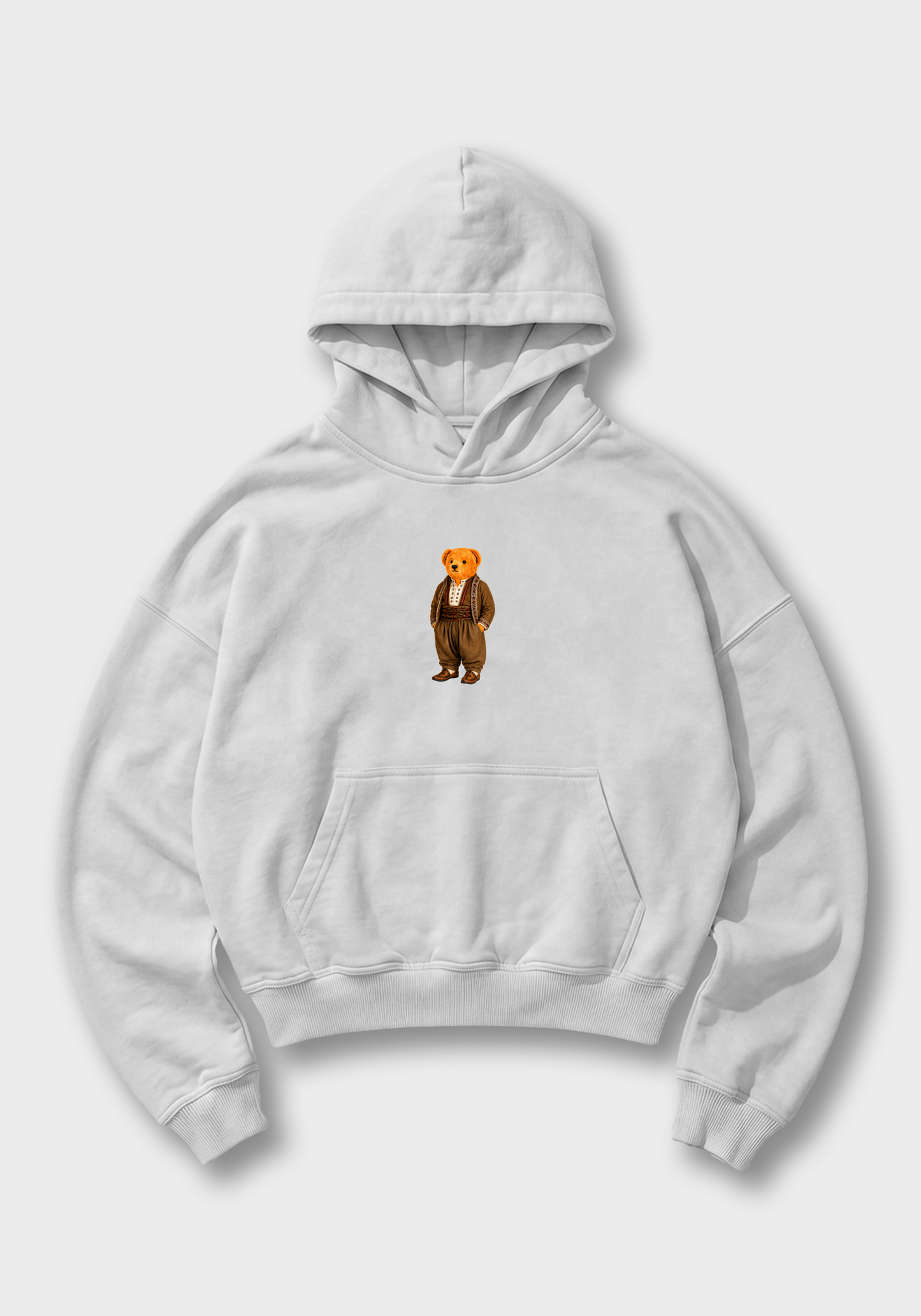 Miś Wojtek Oversized Hoodie - White Front (Designed)