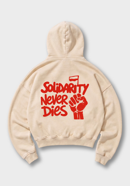 Solidarność Oversized Hoodie - Beige Back (Designed)