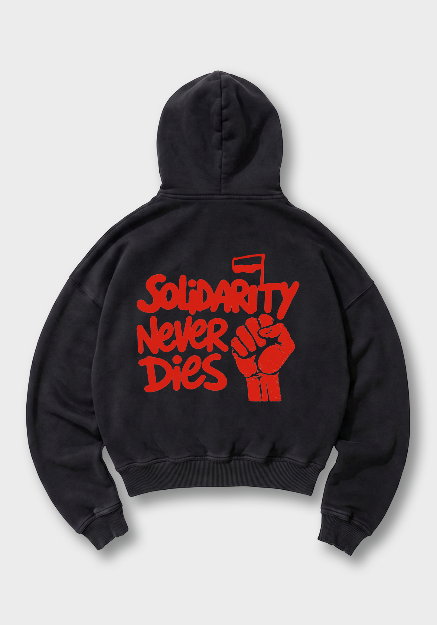 Solidarność Oversized Hoodie - Black Back (Designed)