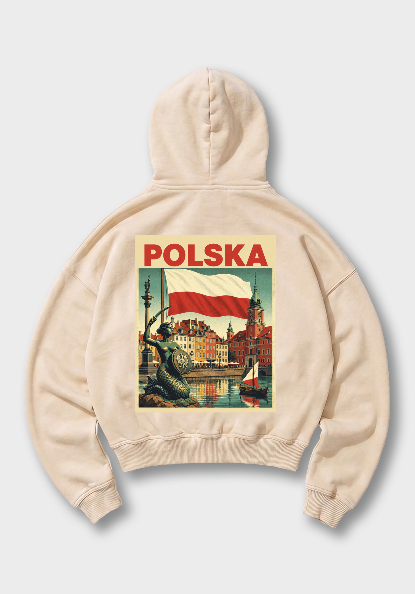 Polska Oversized Hoodie - Beige Back (Designed)