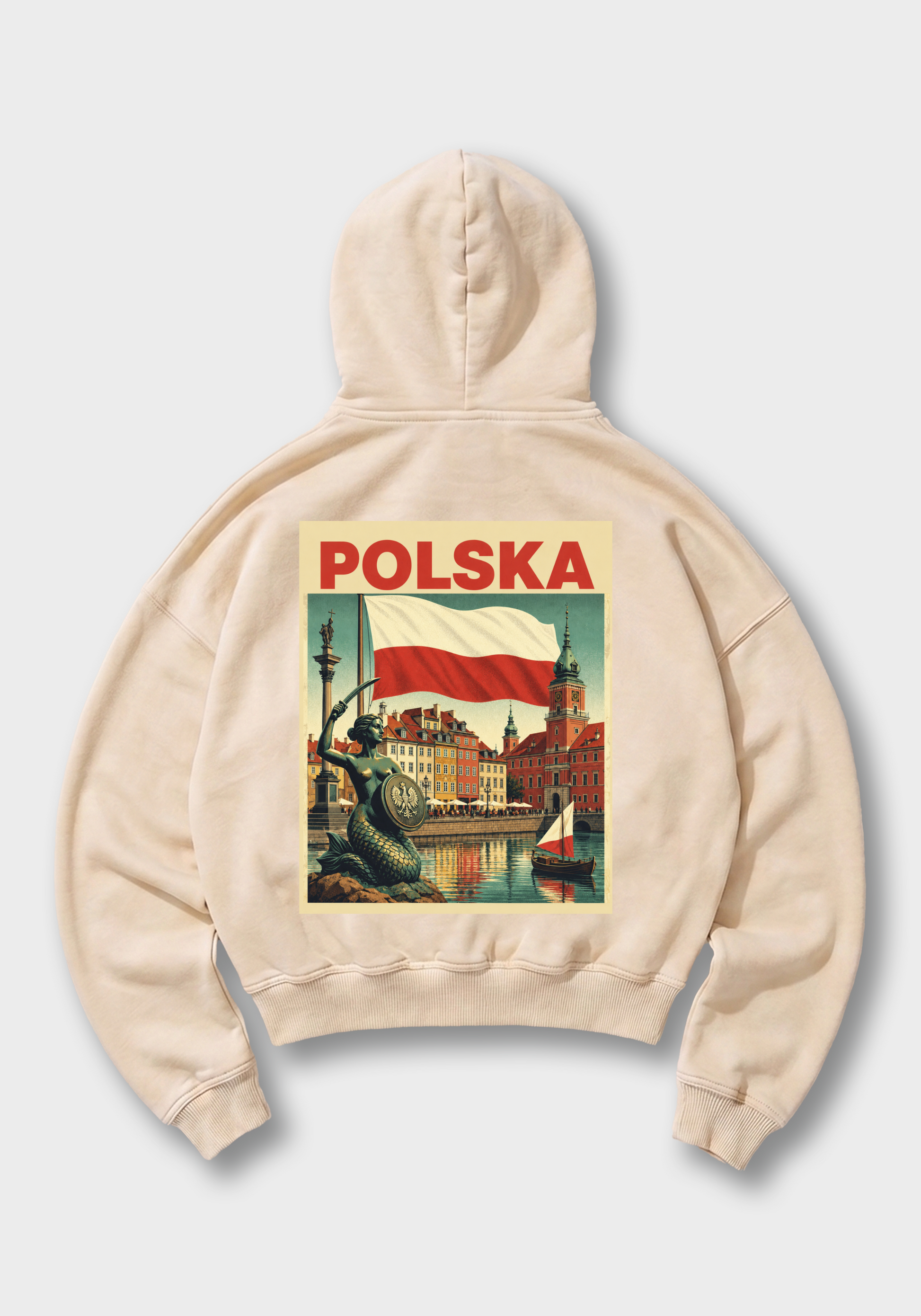 Polska Oversized Hoodie - Beige Back (Designed)
