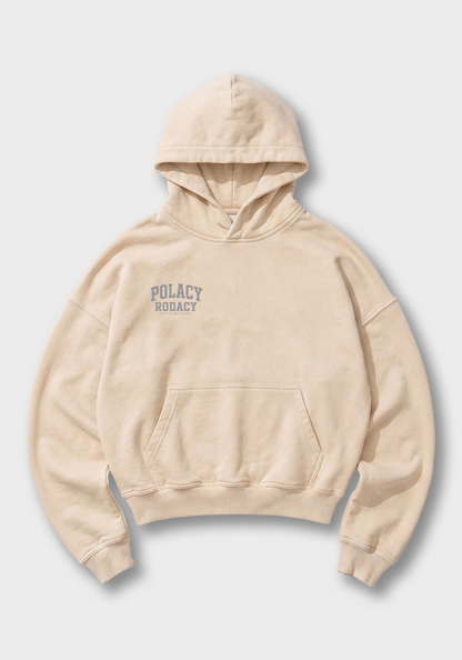 Znaczki Oversized Hoodie - Beige Front (Designed)