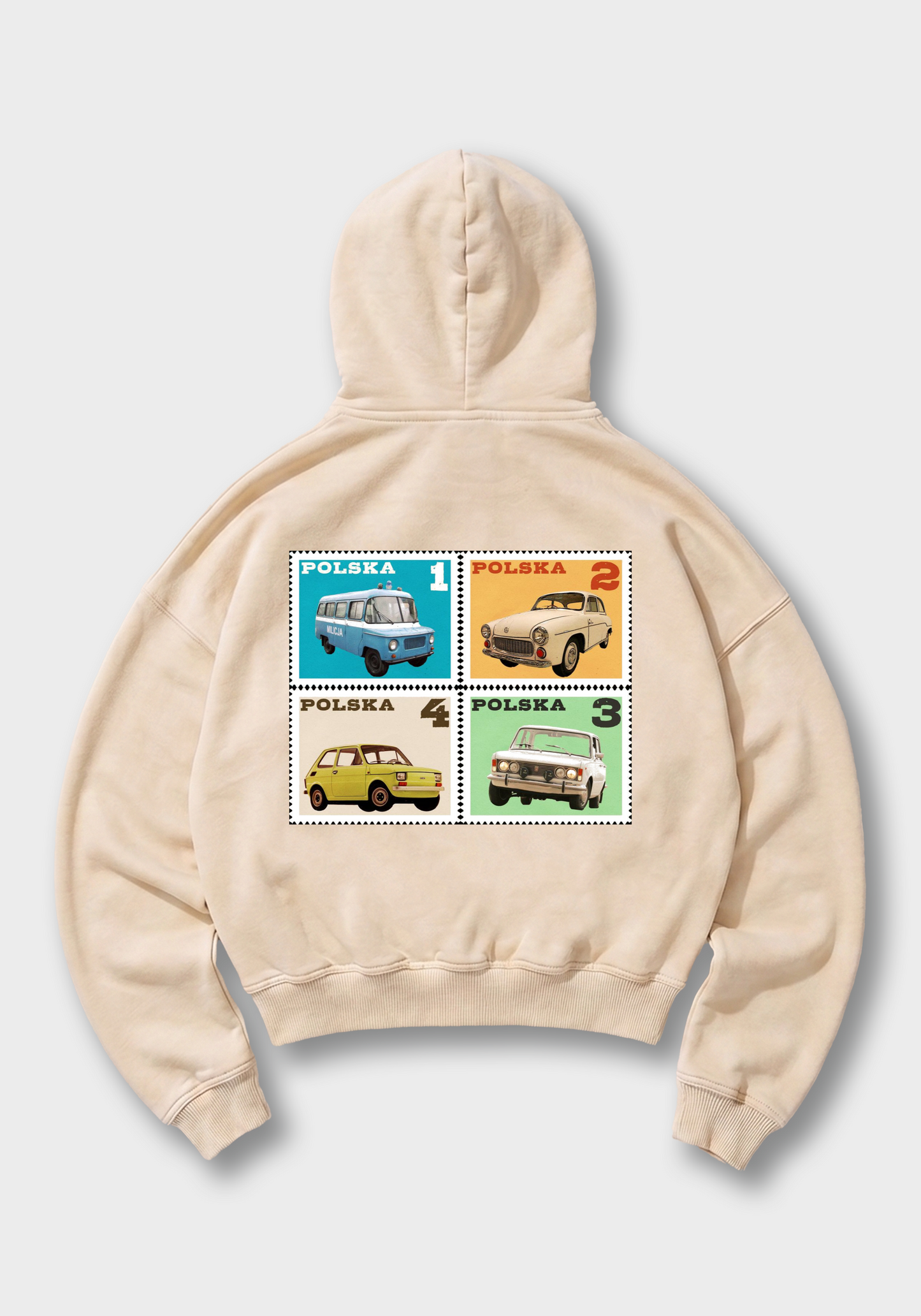 Znaczki Oversized Hoodie - Beige Back (Designed)