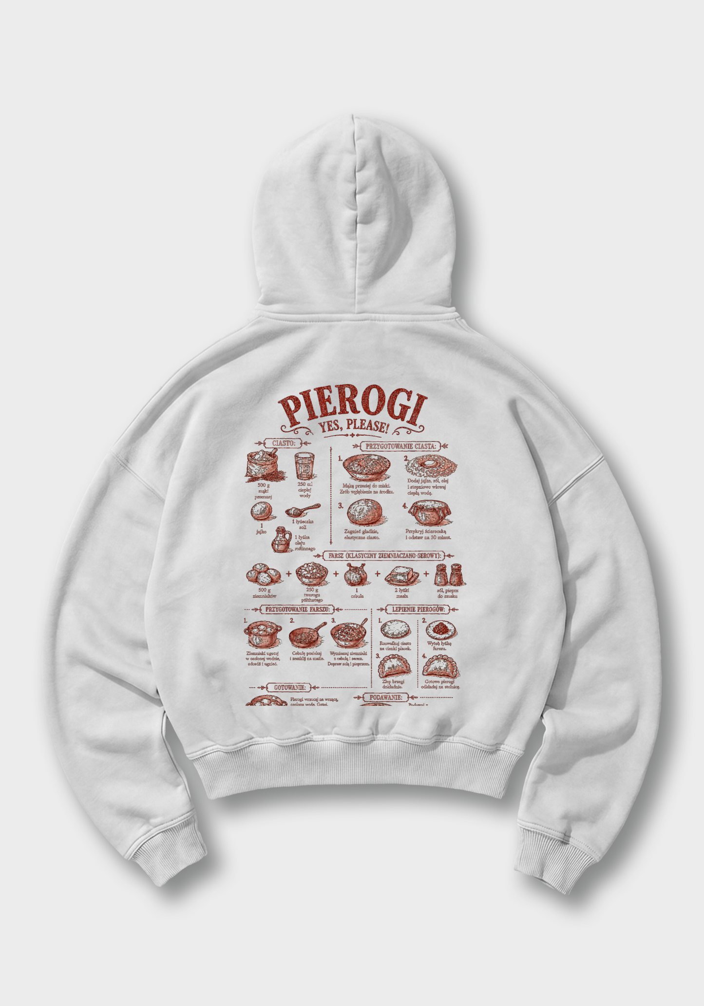 Pierogi Przepis Oversized Hoodie - White Back (Designed)