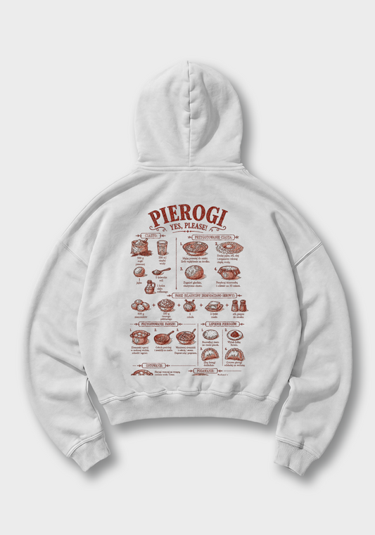 Pierogi Przepis Oversized Hoodie - White Back (Designed)