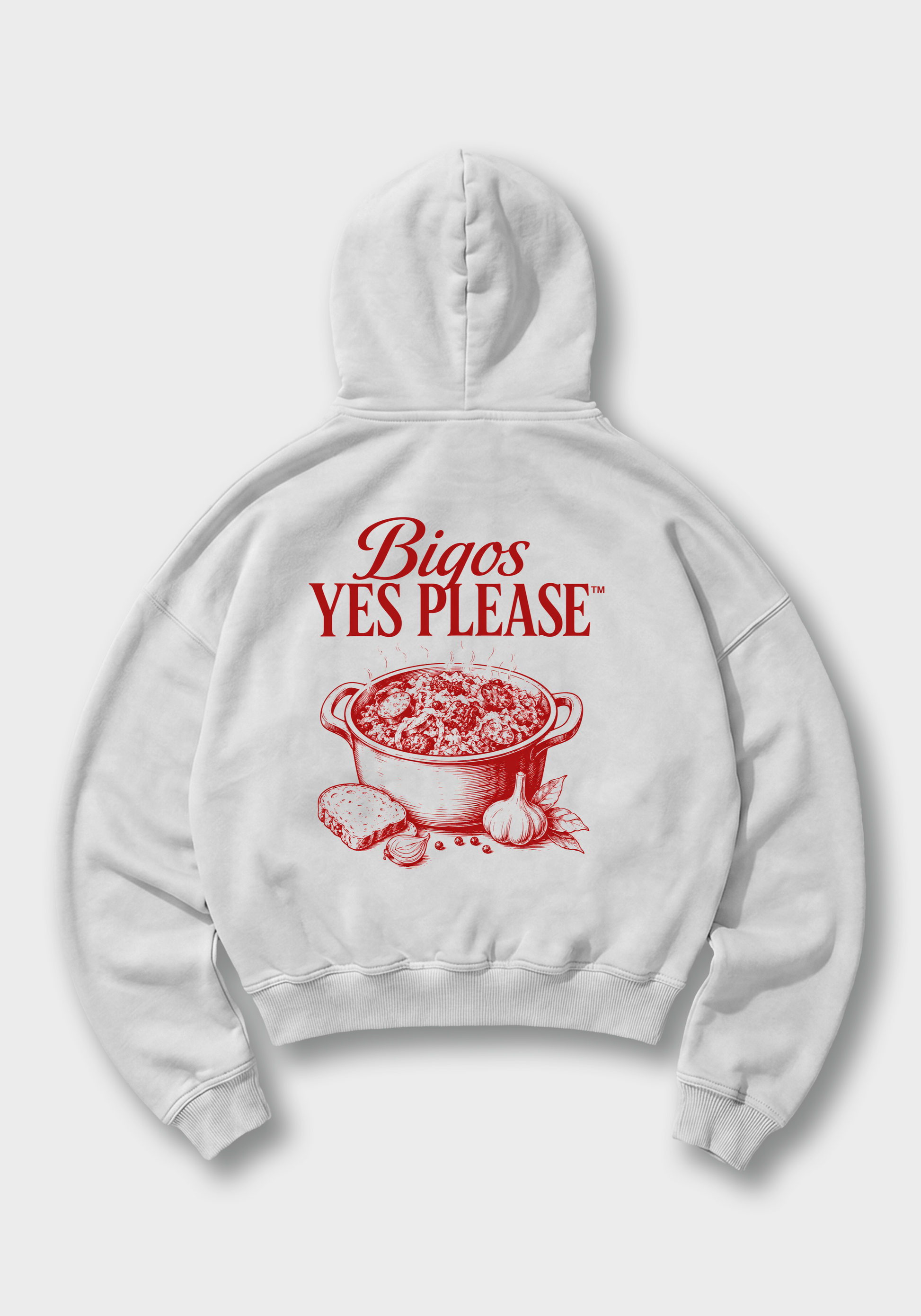 Bigos Yes Please Oversized Hoodie - White Back (Designed)
