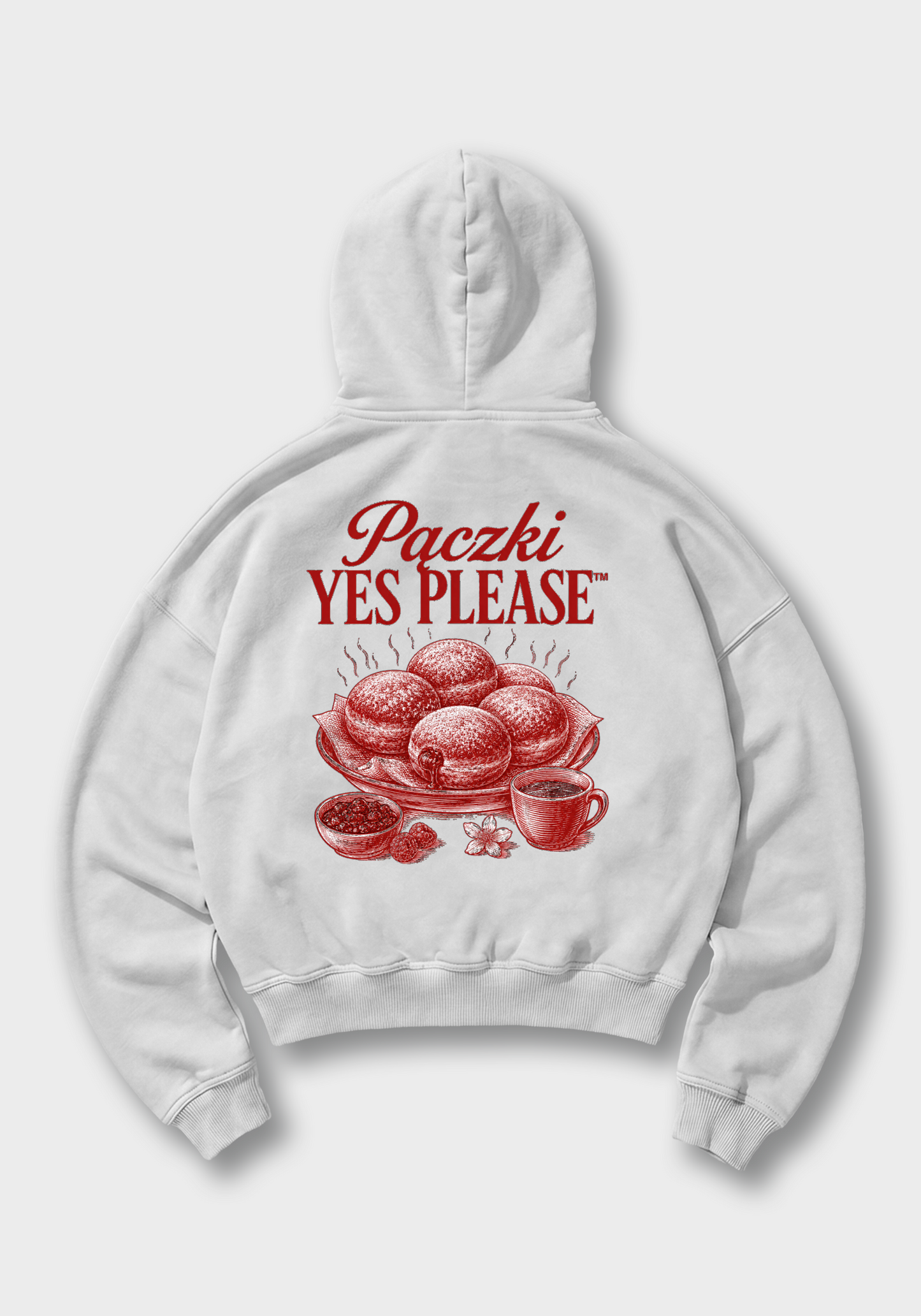 Pączki Yes Please Oversized Hoodie - White Back (Designed)
