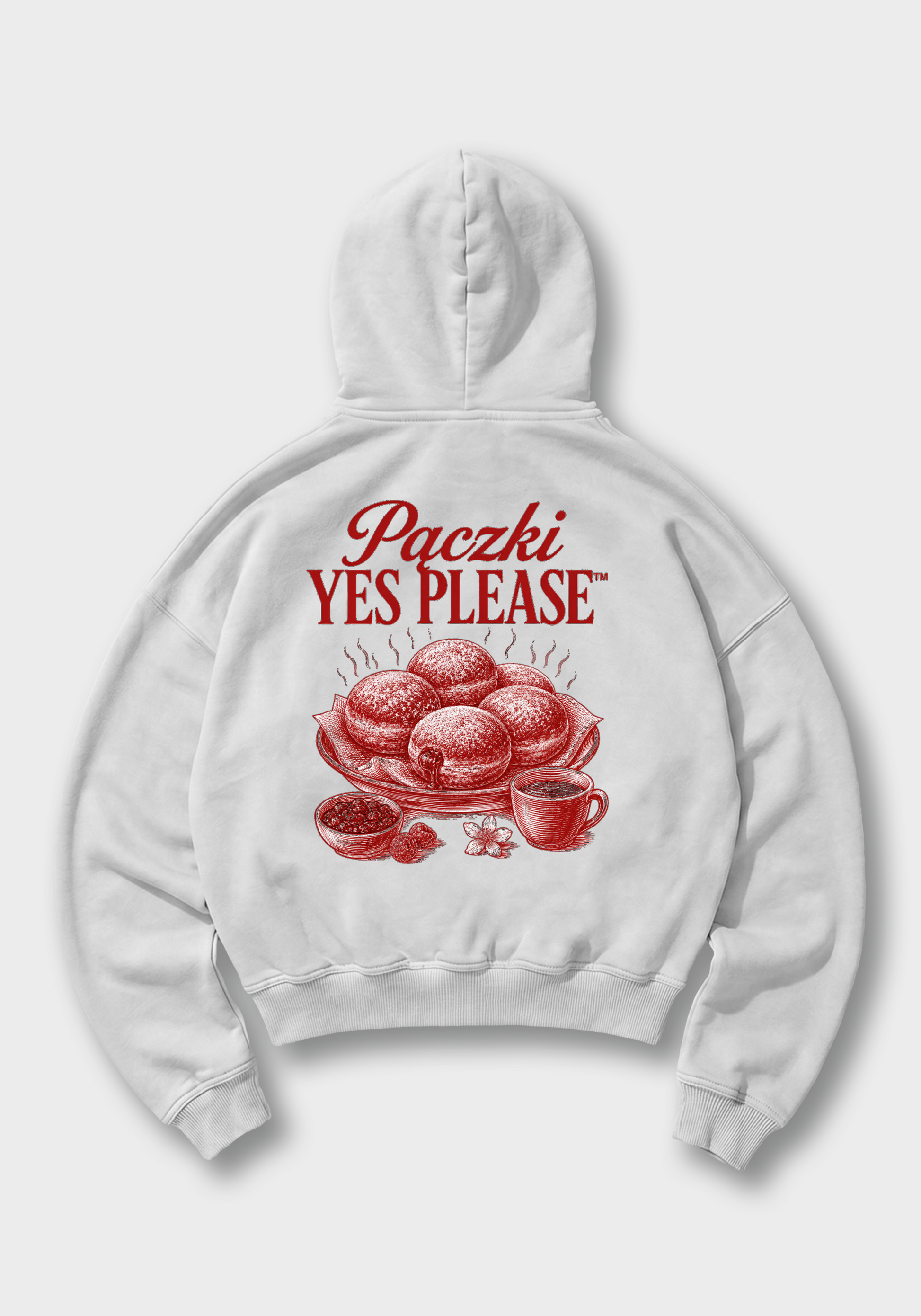 Pączki Yes Please Oversized Hoodie - White Back (Designed)