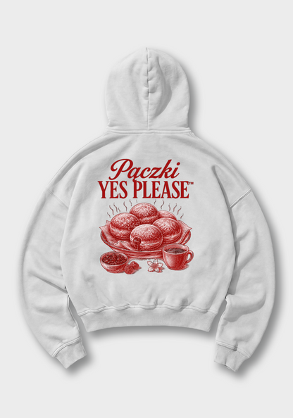 Pączki Yes Please Oversized Hoodie - White Back (Designed)